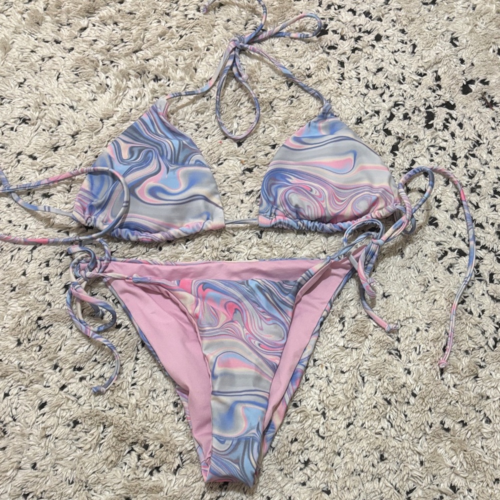 Forever 21 Pink and Blue Swirl Bikini
